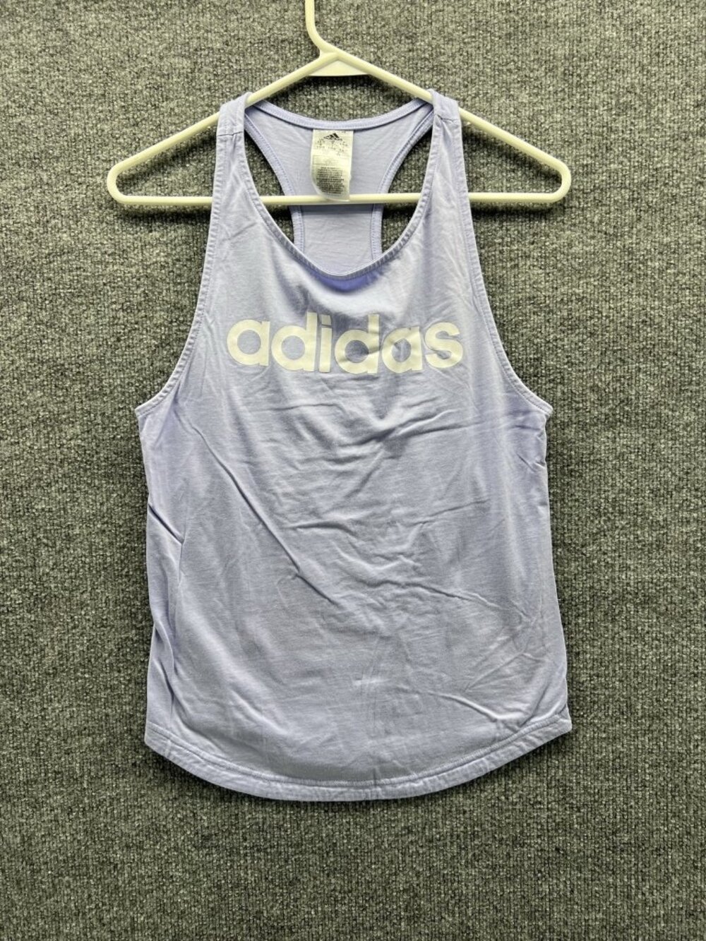 Adidas Tank Top Womens Small Purple Scoop Neck Racerback Athletic Logo Gym